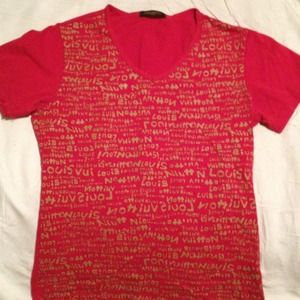 Red Louis Vuitton t-shirt.