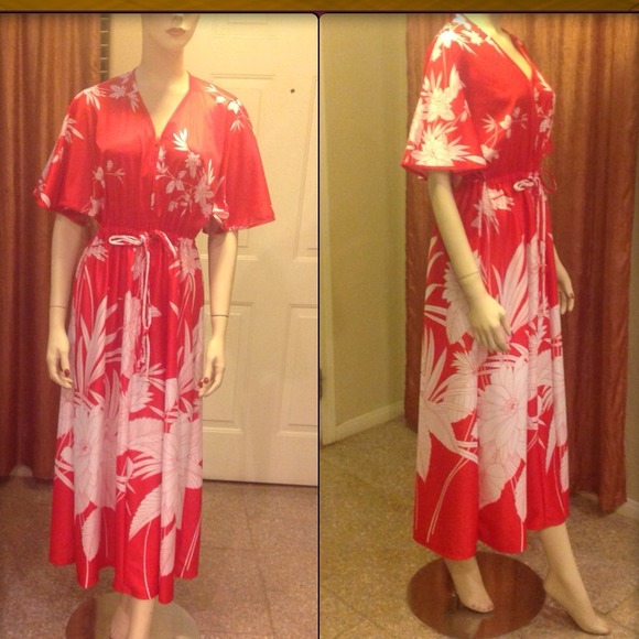 Red and white Flowery Dress