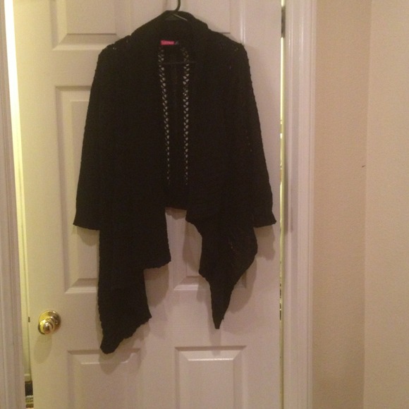 Black open front sweater jacket