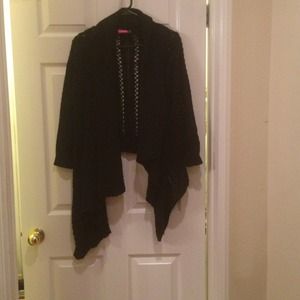 Black open front sweater jacket