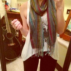Multicolor tassel scarf