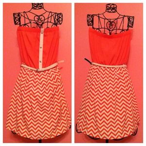 ***SOLD***Coral Chevron Dress