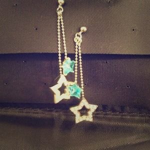 Blue star dangle earrings