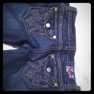 Mek jeans.  Gently worn.