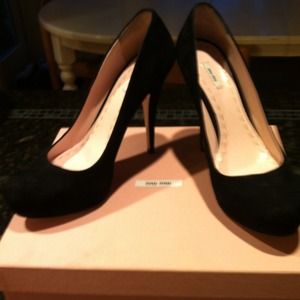 Miu Miu black suede platform pumps