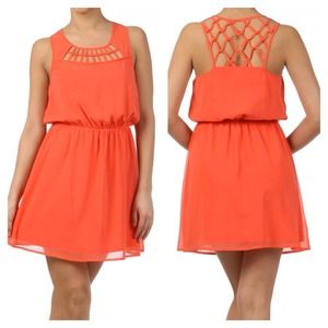 ***SOLD***Coral Crochet Dress