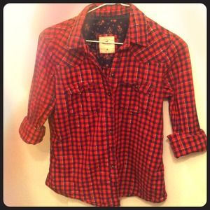 Red, navy, & silver flannel