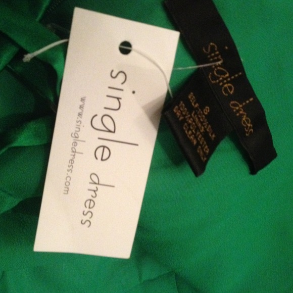 Designer Single Dress Emerald Green Silk Prom - Picture 2 of 4