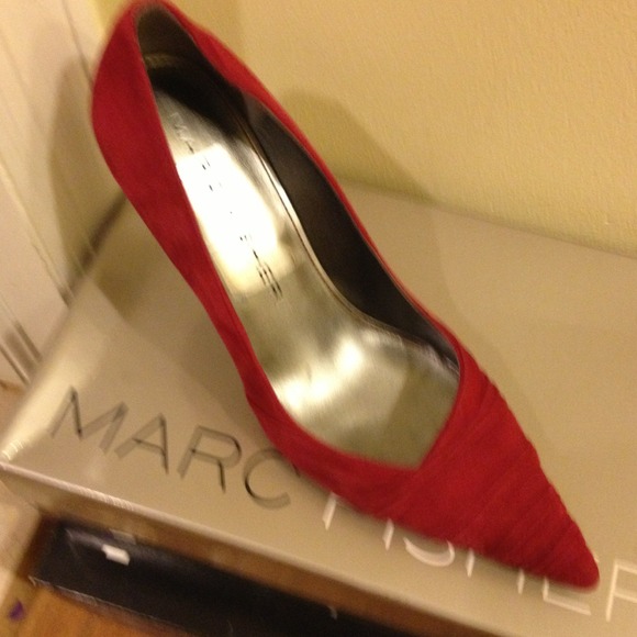 Red suede high heels!