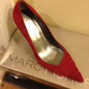 Red suede high heels!