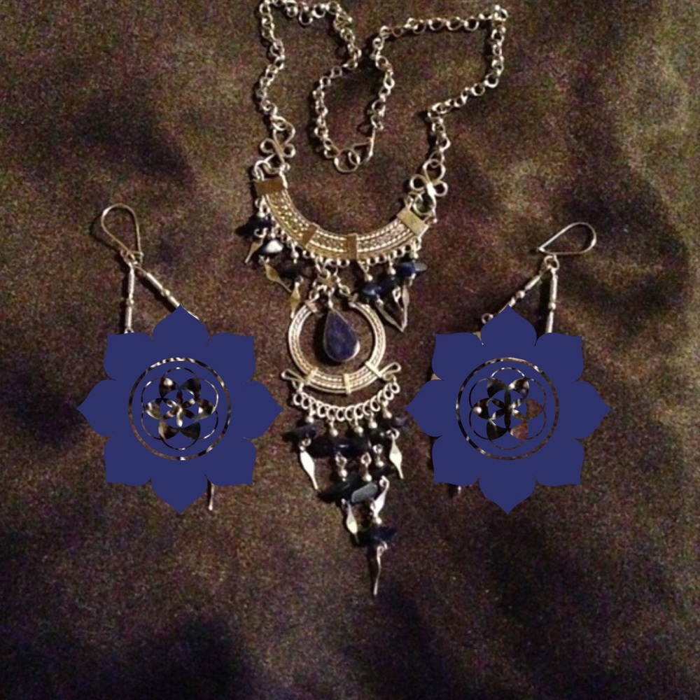 ✨ Boho blue & silver necklace - Picture 1 of 1