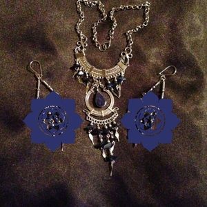 ✨ Boho blue & silver necklace
