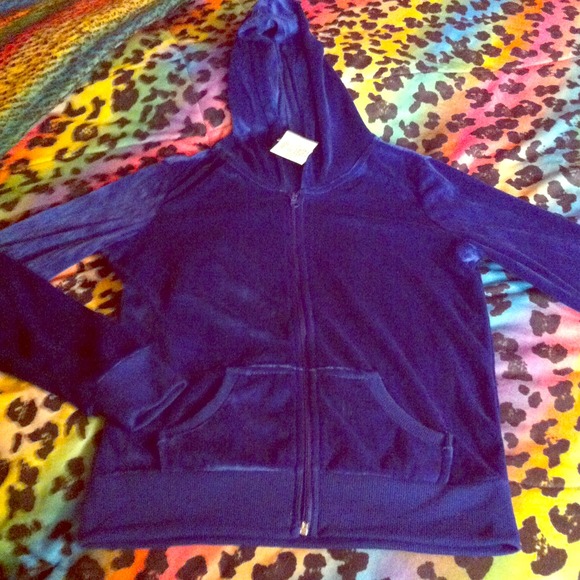 Royal blue velour hoodie size large juniors