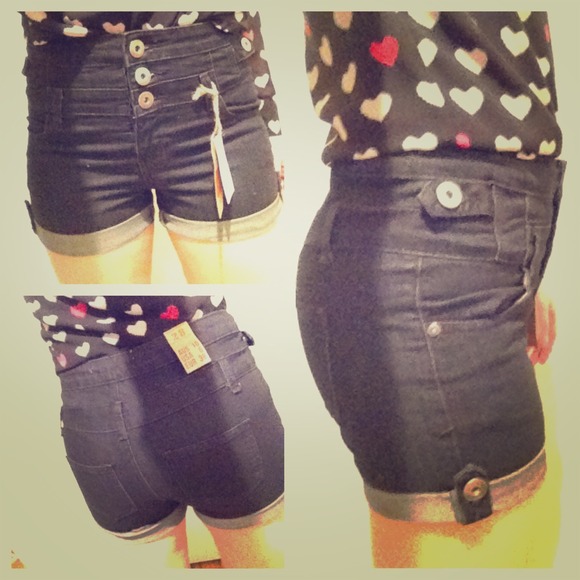 reduced* Cotton On dark high waist denim shorts