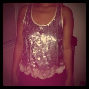 Sparkle & Fade hand stitched silver sequin top