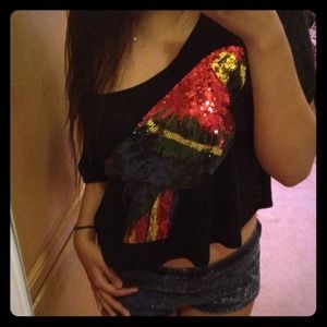 Cropped Sequin Parrot Shirt