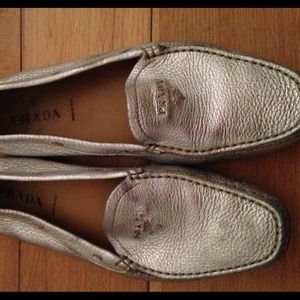 Prada Silver Metallic Loafers