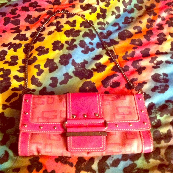 Guess envelope bag pink metallic details