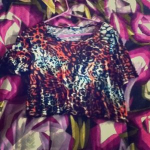 ✨Orange and Blue Crop Top