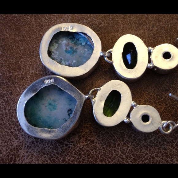 New😄fab😍crystal,geode & 925 sterling earrings😍 - Picture 4 of 4