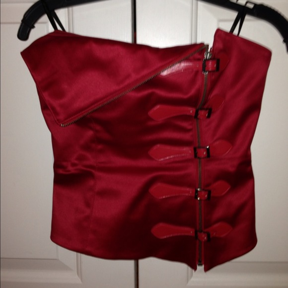 SOLD to @aletania Bebe red satin bustier