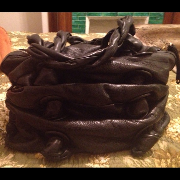 Black leather shoulder bag