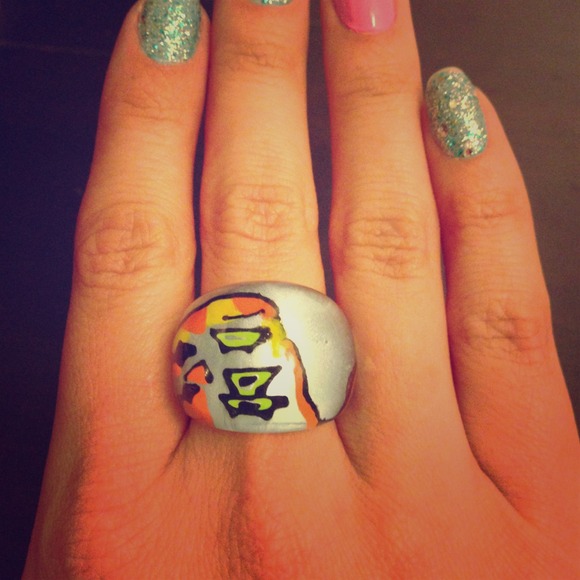 ❌Sold❌Fun and funky blue plastic aristict ring