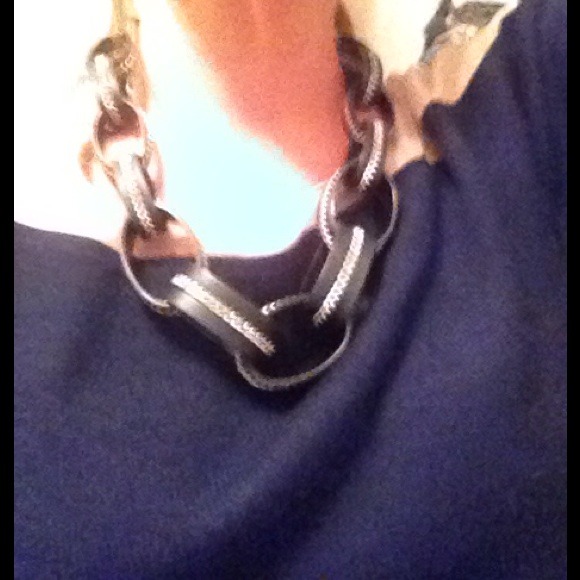 Black leather chain necklace