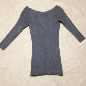 Soft grey 3/4 sleeve off the shoulder sweater.