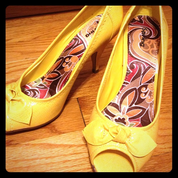 Call it Spring Yellow open toe heels