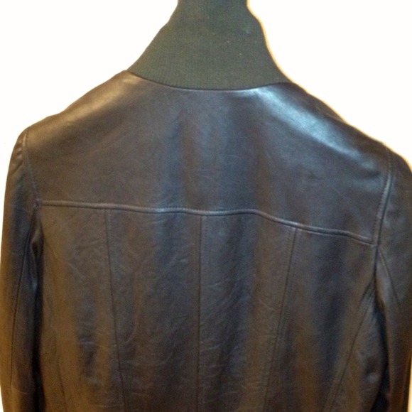 Chocolate Leather Bomber Jacket - Picture 4 of 4