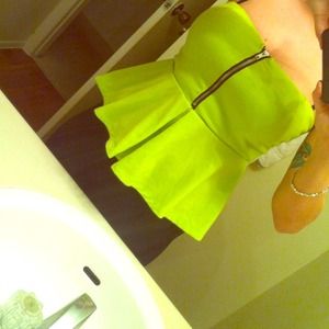 Neon lime green peplum top