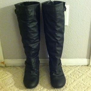 Black leather boots