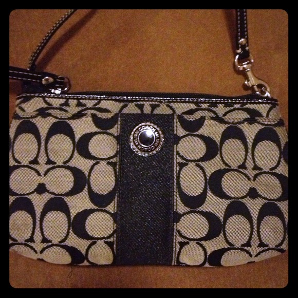 SOLD - Large Black Coach Wristlet