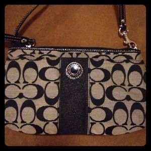 SOLD - Large Black Coach Wristlet