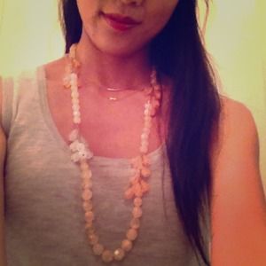 Anthropologie blush pink beaded long necklace