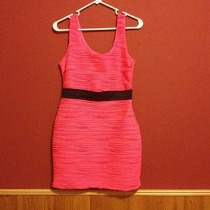 Coral and black dress