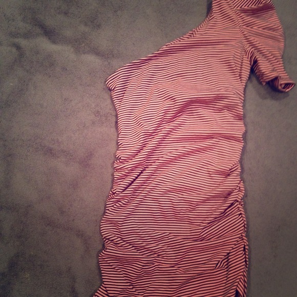 Stripped one shoulder dress