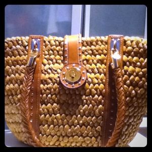 SOLD-Authentic Michael Kors large straw handbag