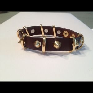 New brown leather stud bracelet