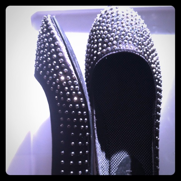 Rhinestone Studded Satin Flats