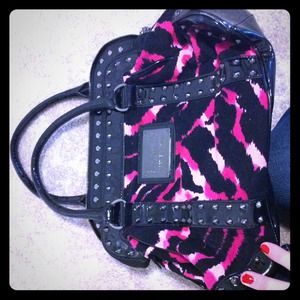 Betsey Johnson black and hot pink Leopard handbag