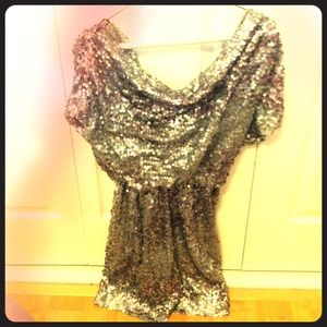 Aqua sequin mini dress