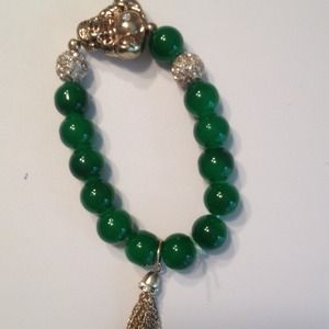 New Buddha stretch bracelet --- green beads
