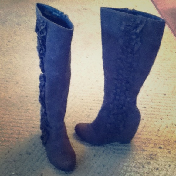 elle Boots - TODAY ONLY Elle grey ruffle wedge boots