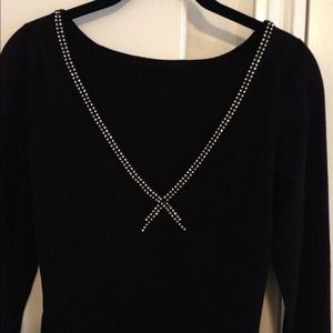 INC silk reversible neckline sweater