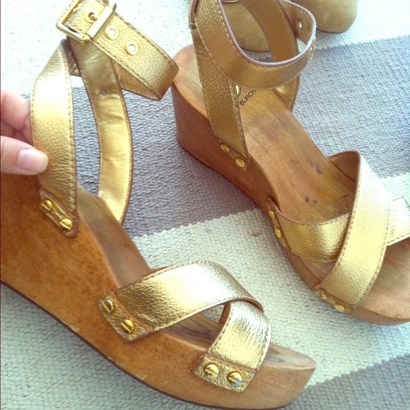 Tory Burch Gold Metallic Wedges