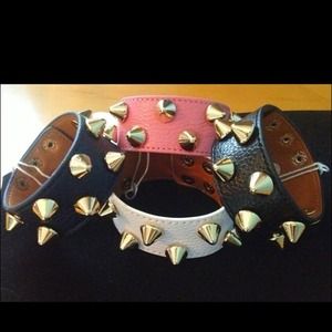Leather spiked cuff bracelets
