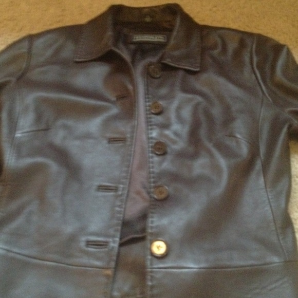 brown leather jacket