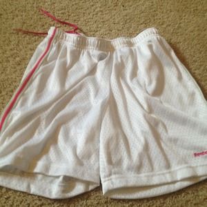 white with pink stripped shorts